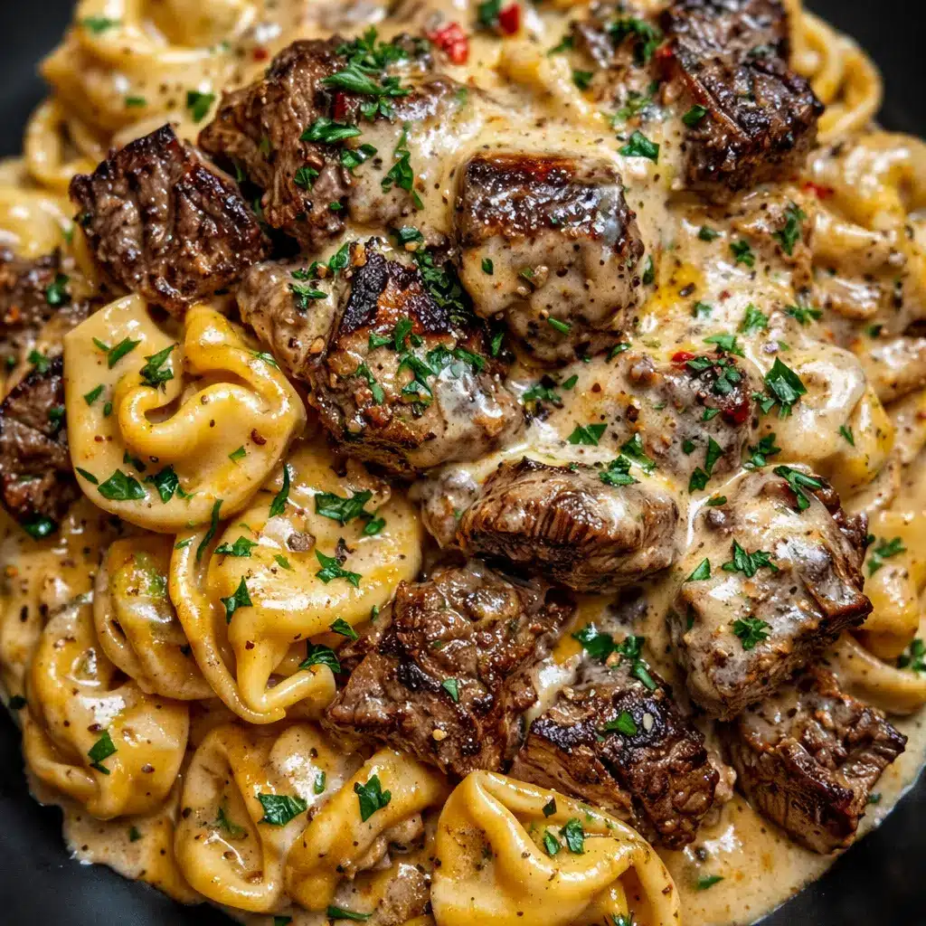 Tortellini a la creme et steak