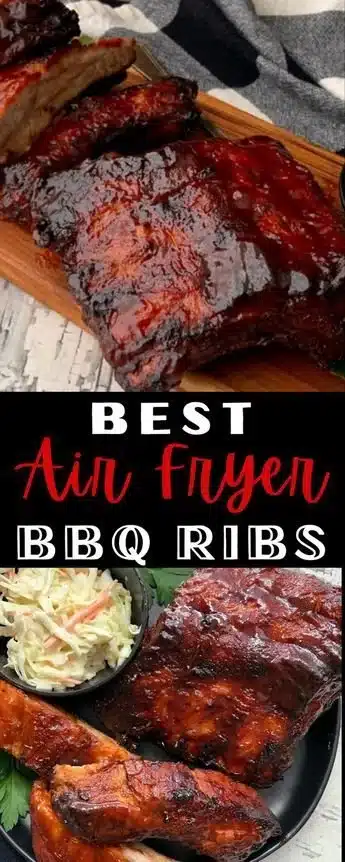 Delicious Air Fryer BBQ Ribs served on a plate with barbecue sauce