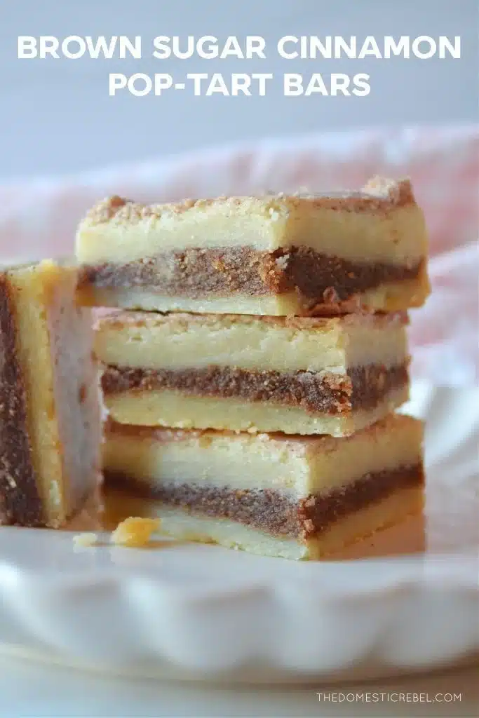 Homemade Brown Sugar Cinnamon Pop Tart Bars on a plate