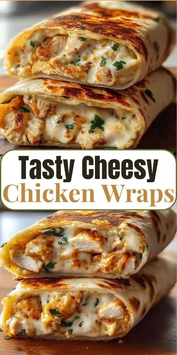 Delicious cheesy chicken wraps served on a plate