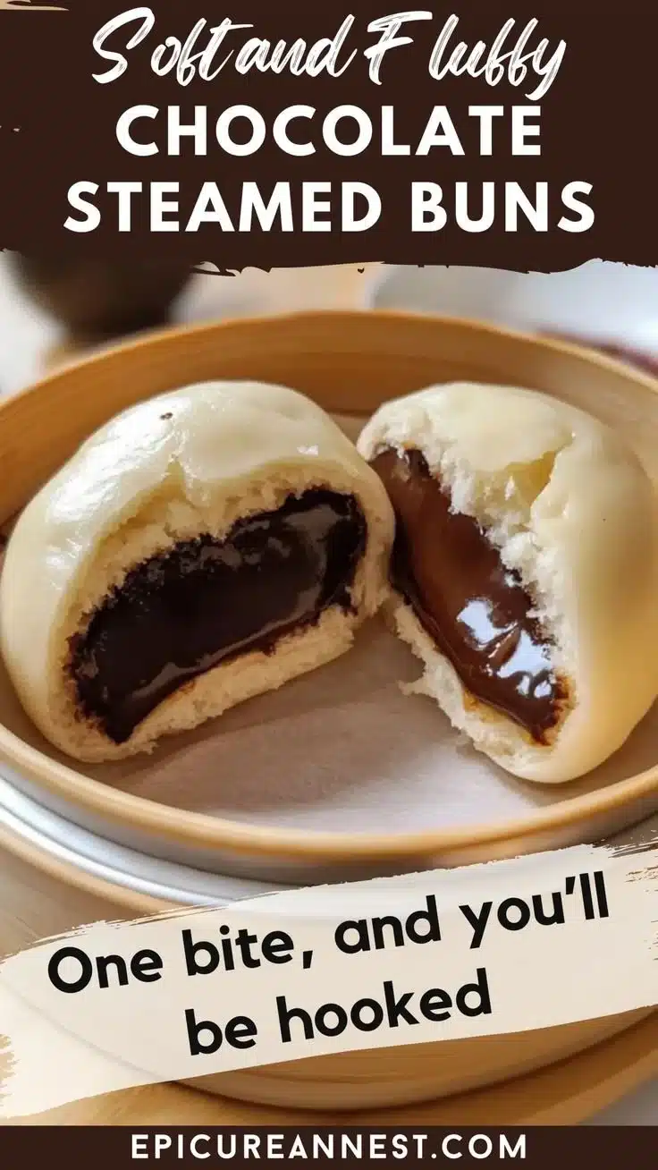 Delicious chocolate steamed buns stacked on a plate