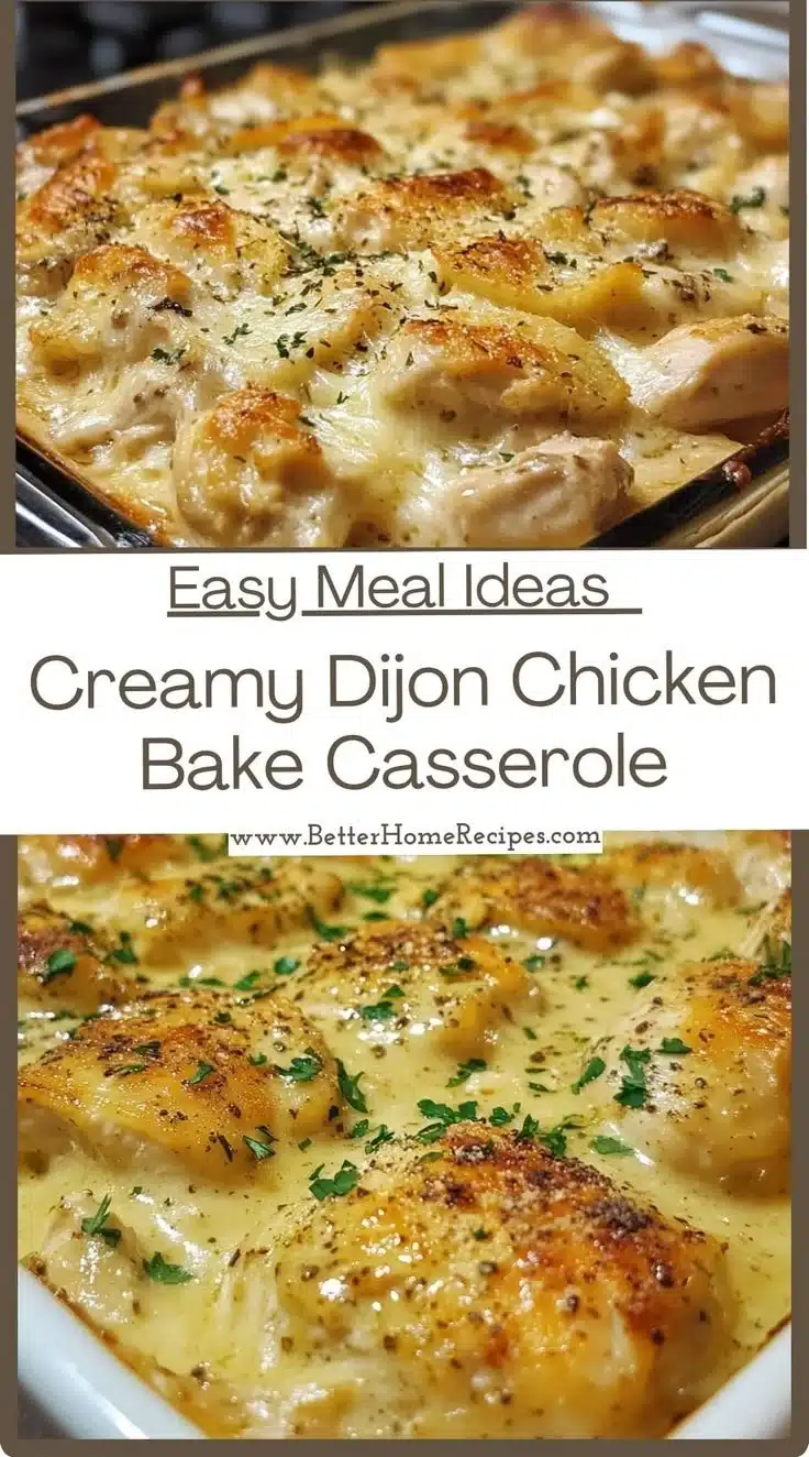 Creamy Dijon chicken bake casserole fresh out of the oven