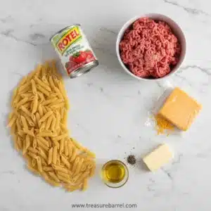 Creamy Rotel Pasta with Ground Beef served in a bowl