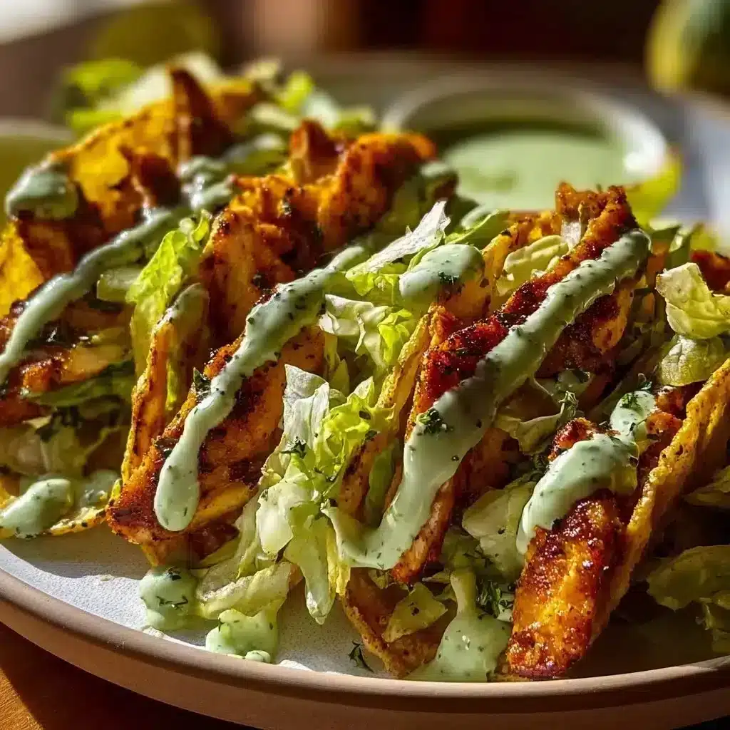 Delicious dill pickle ranch smash chicken tacos ready to be served.