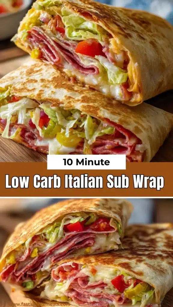 Easy low carb Italian sub wrap featuring fresh ingredients and Italian flavors.