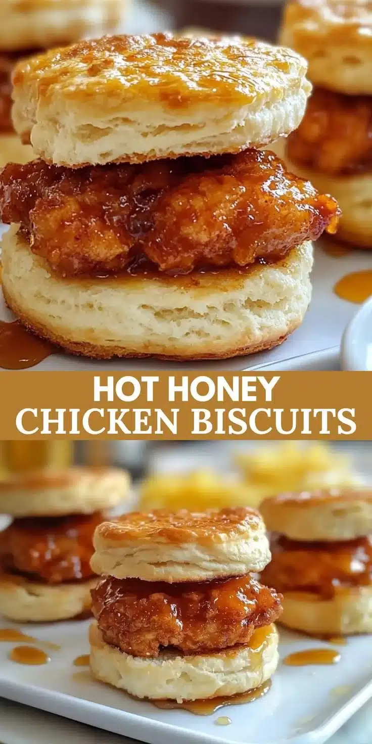 Hot honey chicken biscuits on a serving platter