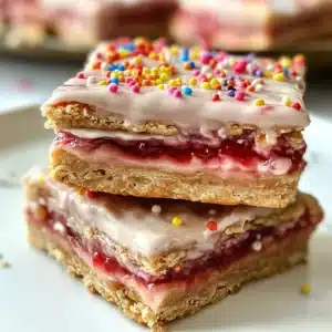 Delicious homemade Keto Pop Tart Bars filled with berry jam and a sugar-free glaze