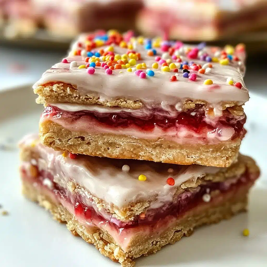 Delicious homemade Keto Pop Tart Bars filled with berry jam and a sugar-free glaze
