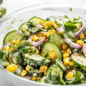 Delicious Mexican cucumber salad with fresh vegetables and spices