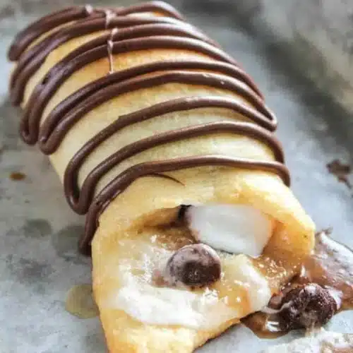 Delicious S'mores Crescent Rolls featuring chocolate, marshmallows, and dough.