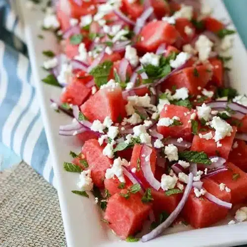 Fresh Watermelon Mint Feta Salad with vibrant colors and flavors