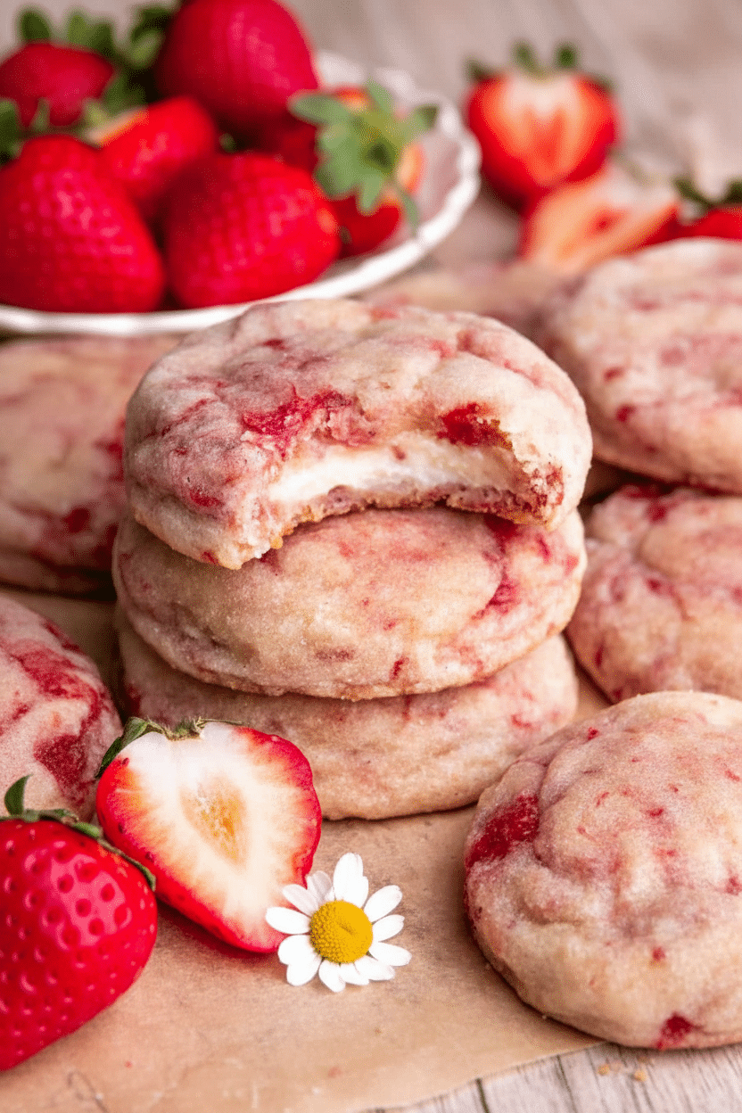 Strawberry Cheesecake Cookies Soft Jammy Valentine Treat