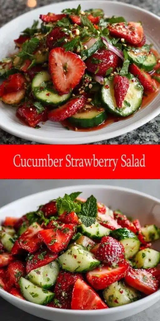 Fresh Cucumber Strawberry Salad with vibrant colors and healthy ingredients.