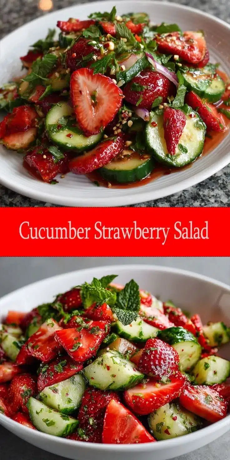 Fresh Cucumber Strawberry Salad with vibrant colors and healthy ingredients.