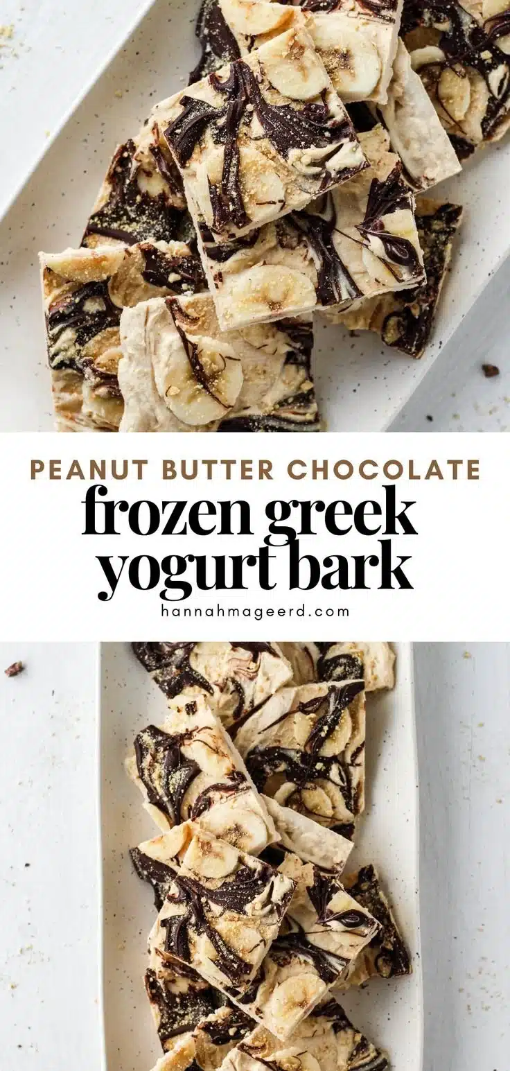 Frozen Peanut Butter Chocolate Greek Yogurt Bark dessert recipe