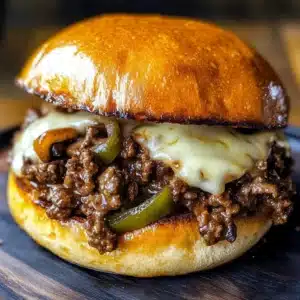 Gordon Ramsay Philly Cheesesteak Sloppy Joes (Ava-Style) 2 Gordon Ramsay's Philly Cheesesteak Sloppy Joes served on a plate