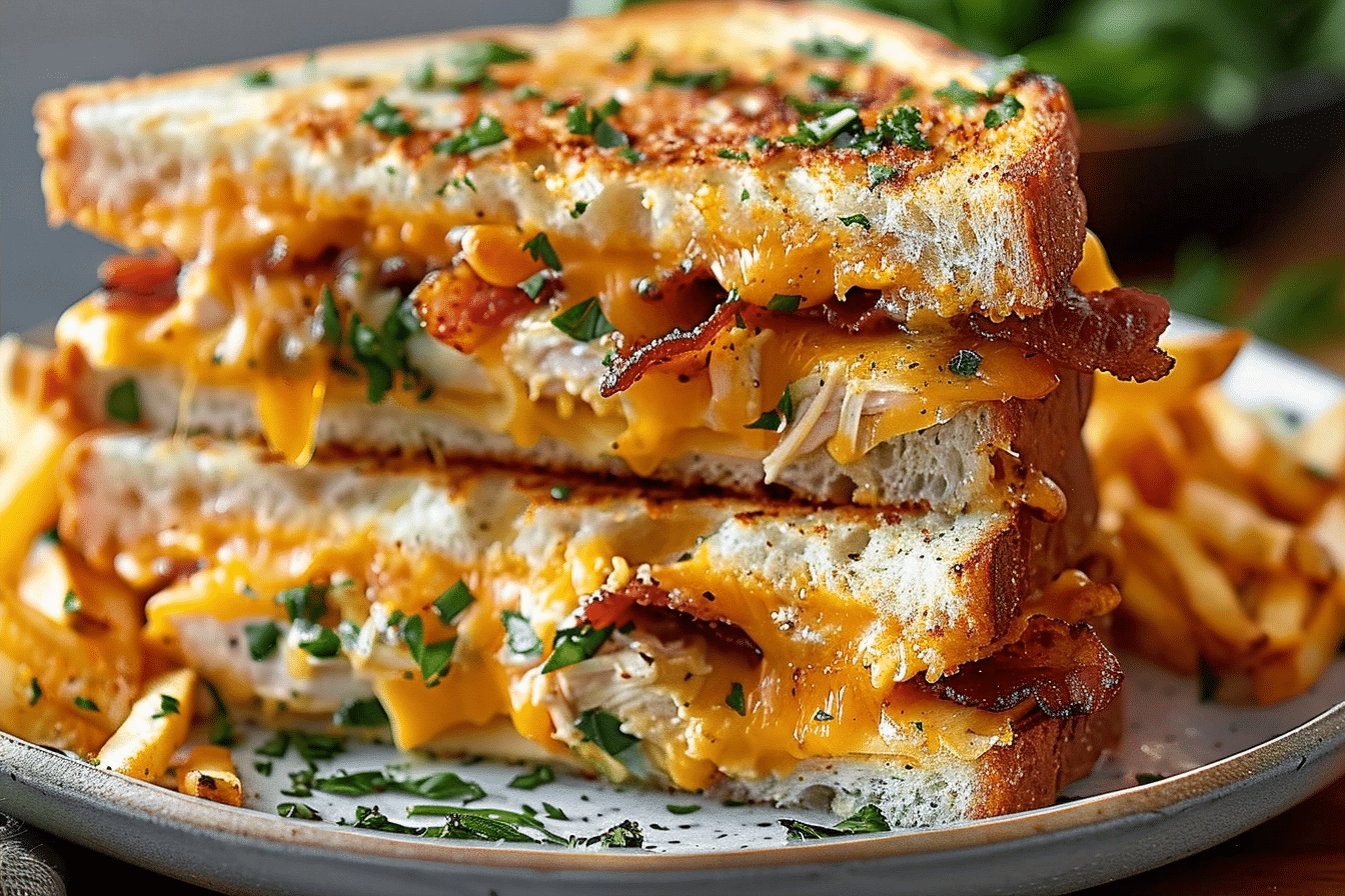 Cheddar Turkey Bacon Ranch Chicken Melt | Easy Cheesy Sandwich