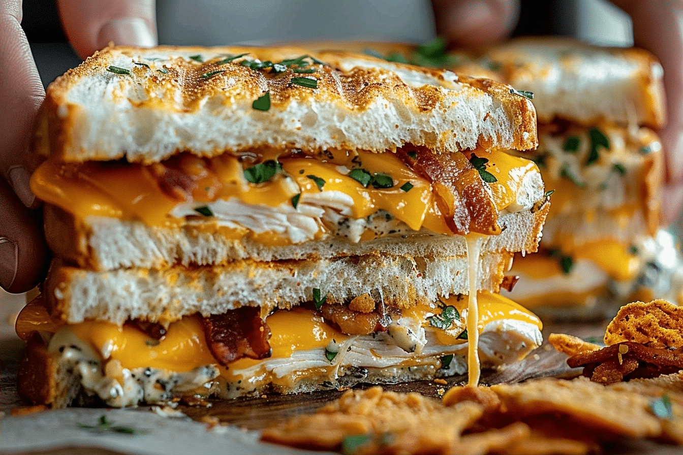 Cheddar Turkey Bacon Ranch Chicken Melt | Easy Cheesy Sandwich 2 image 1779224416990