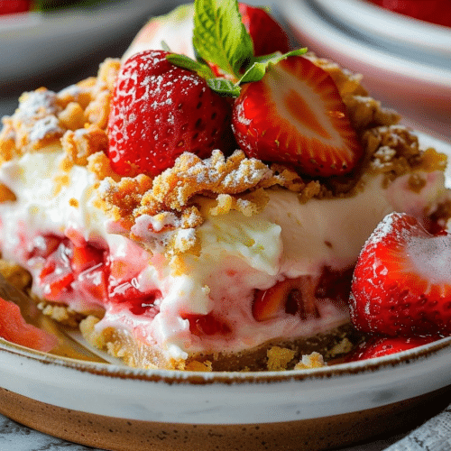 Strawberry Cheesecake Dump Cake | Easy Creamy Dessert