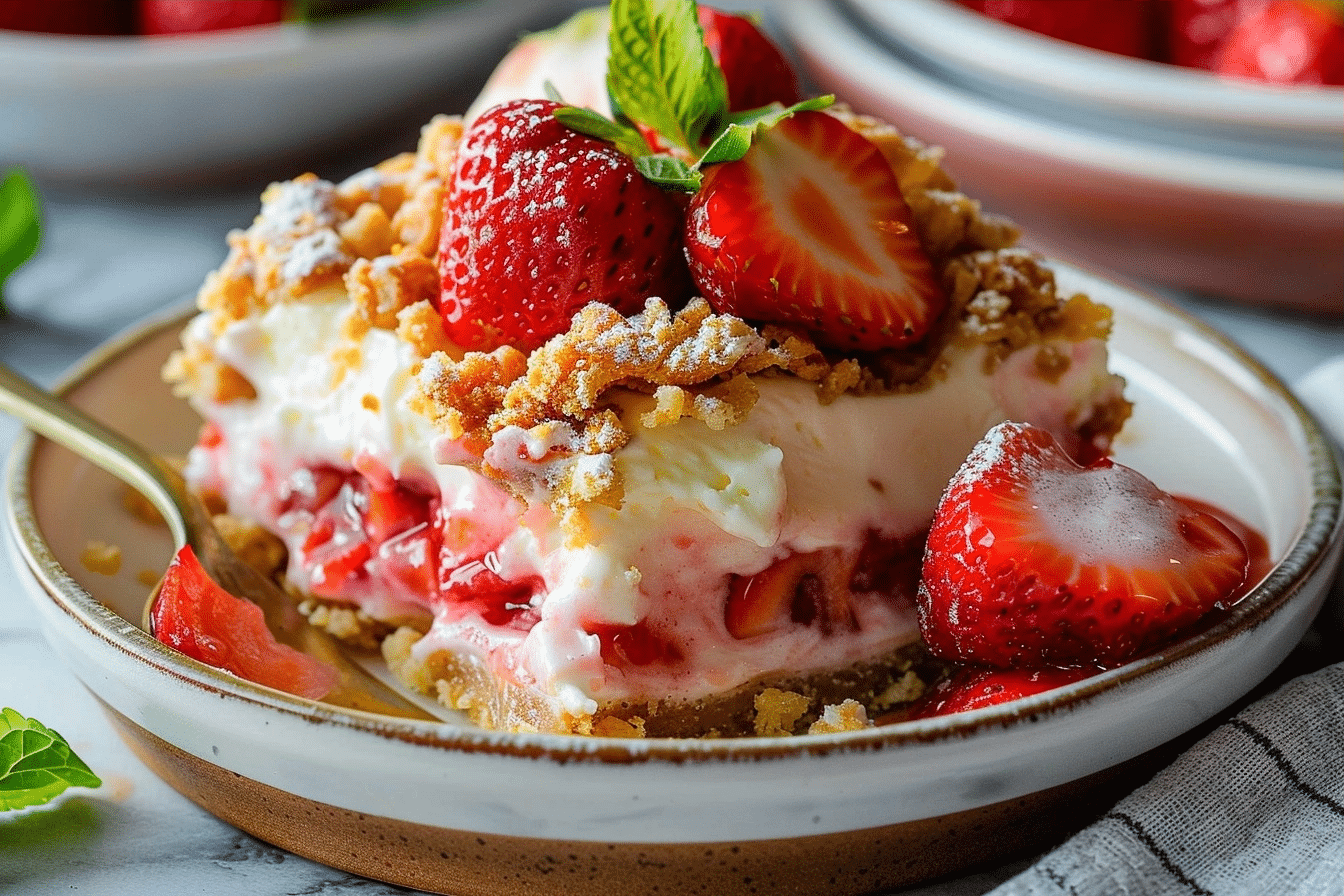 Strawberry Cheesecake Dump Cake | Easy Creamy Dessert
