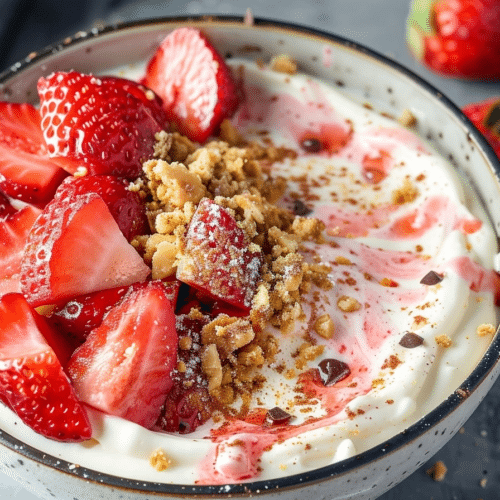 High Protein Strawberry Cheesecake Bowl: Easy Dessert