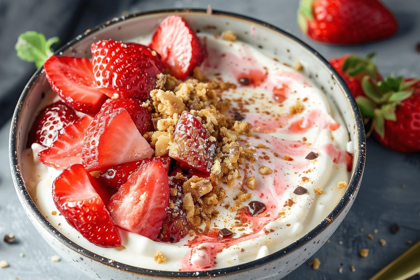 High Protein Strawberry Cheesecake Bowl: Easy Dessert