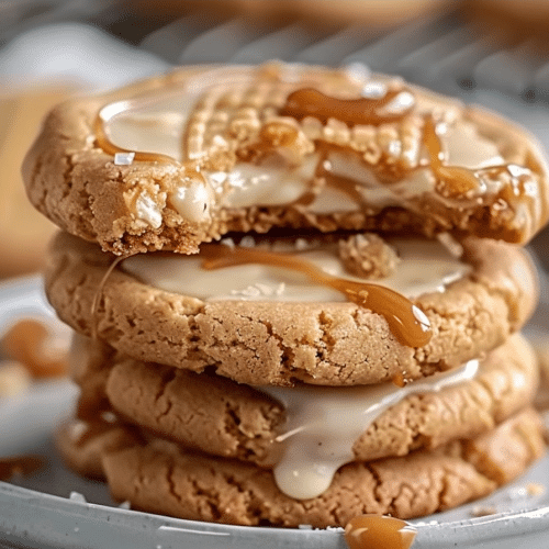 Crumbl Salted Caramel Cheesecake Cookies | Bakery Style