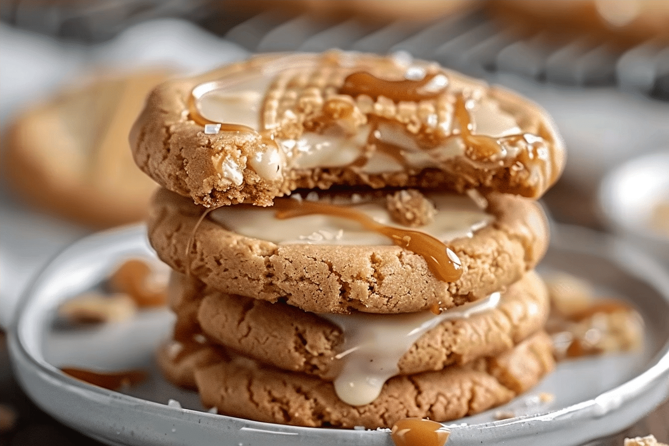 Crumbl Salted Caramel Cheesecake Cookies | Bakery Style