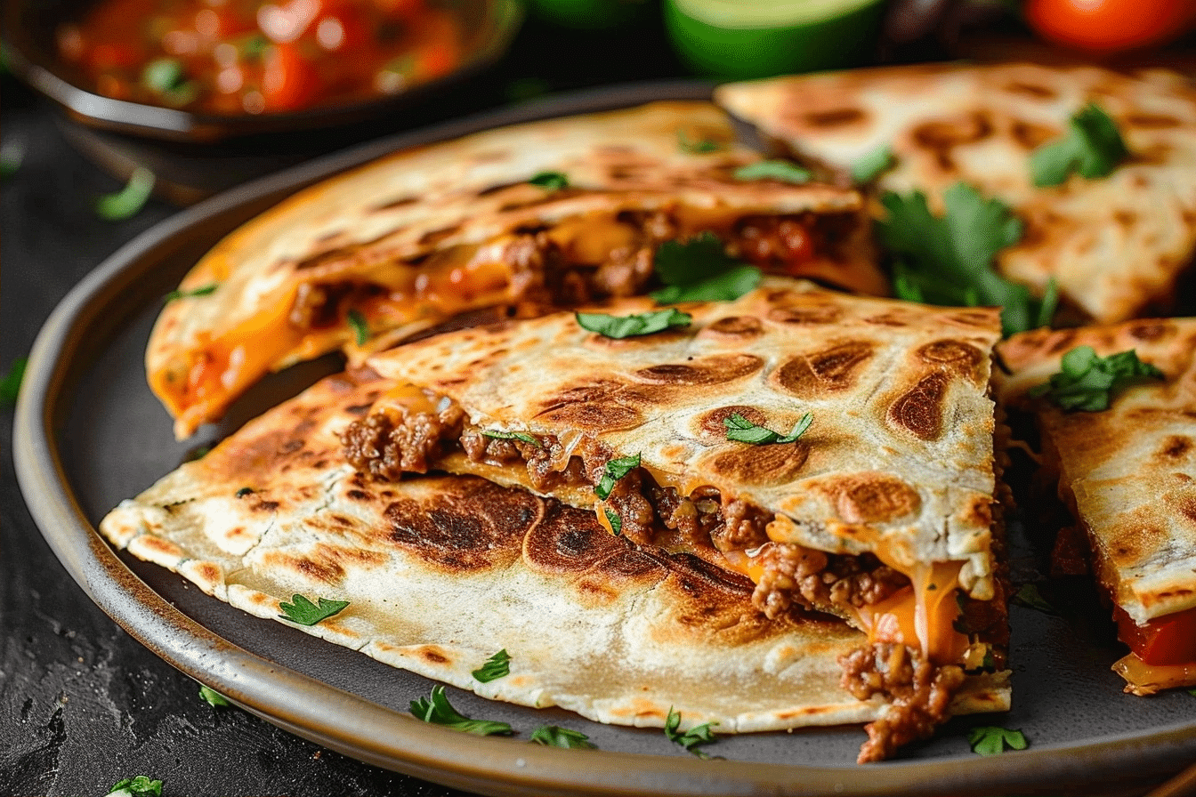 Cheesy Ground Beef Quesadillas - 20 Minute Dinner