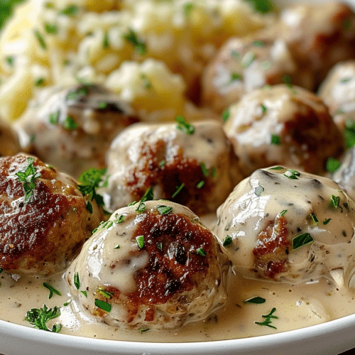 Swedish Meatballs with Creamy Mushroom Sauce - Easy Comfort 3 Swedish Meatballs with Creamy Mushroom Sauce - Easy Comfort
