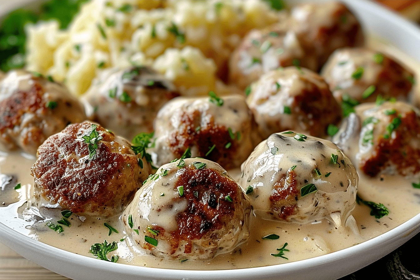Swedish Meatballs with Creamy Mushroom Sauce - Easy Comfort