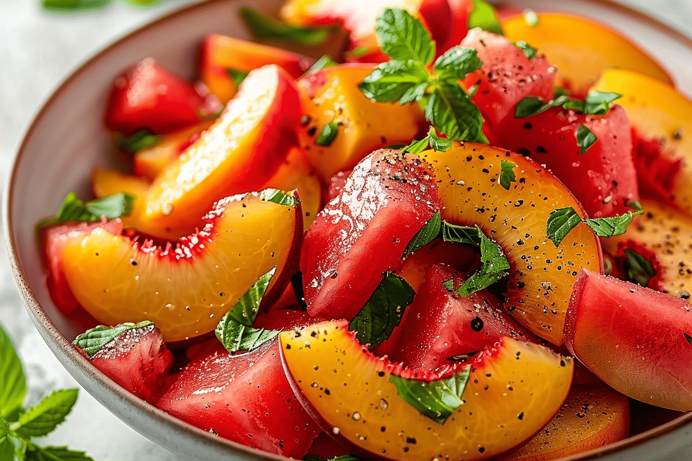 Easy Peach Watermelon Salad | Healthy Juicy Summer Recipe