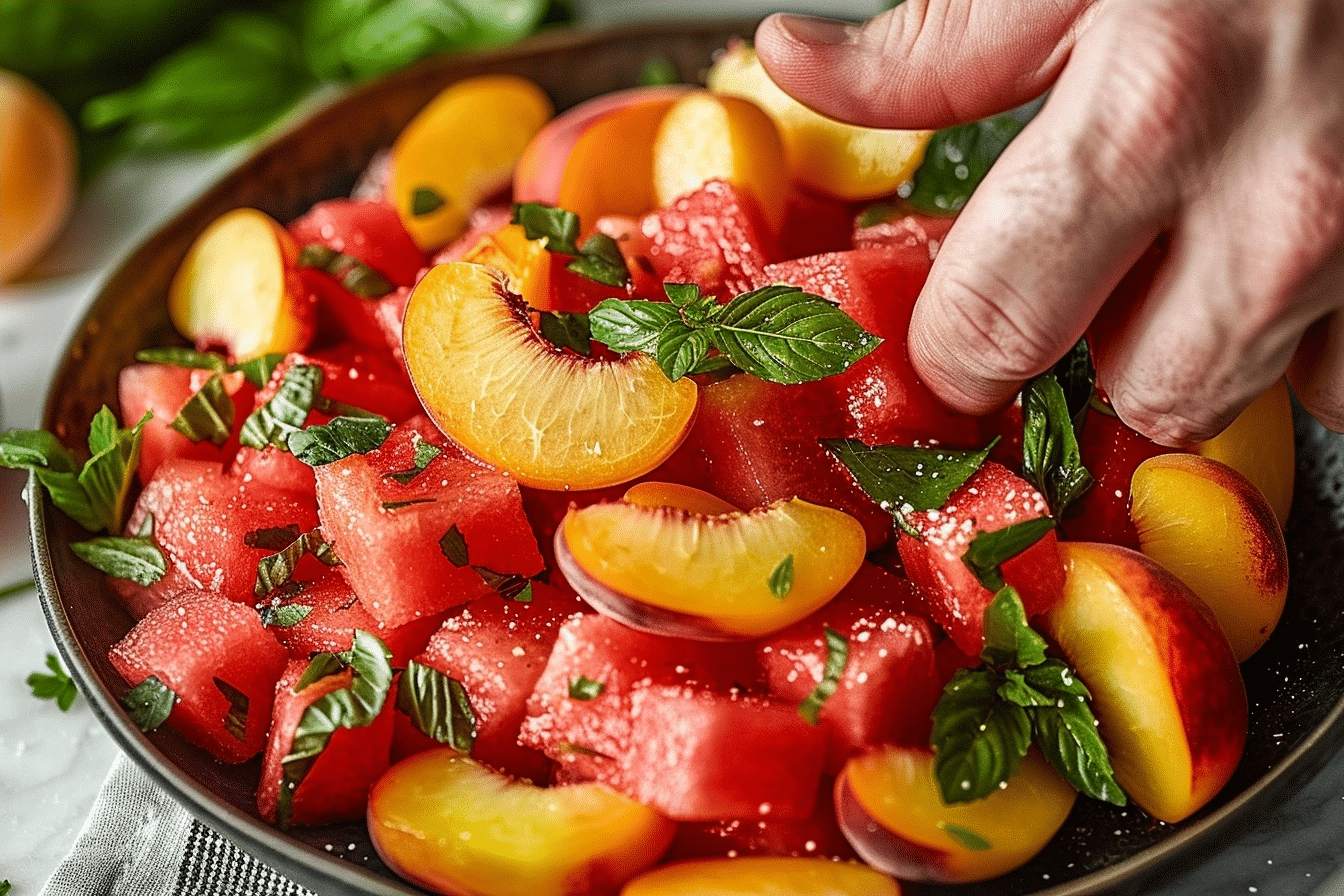 Easy Peach Watermelon Salad | Healthy Juicy Summer Recipe 2 image 1779640797703