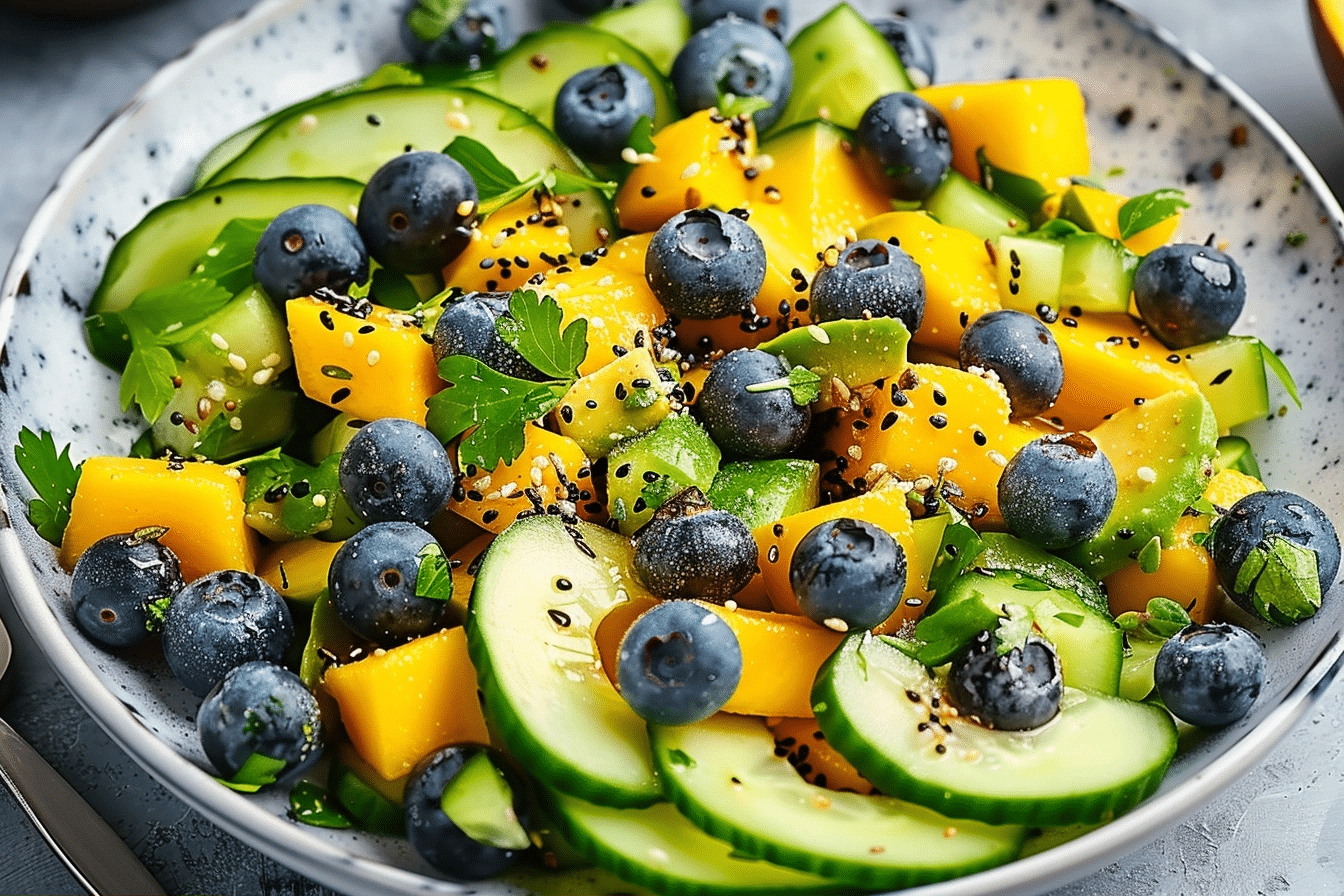 Mango Cucumber Salad with Blueberries & Avocado | Fresh Summer Recipe