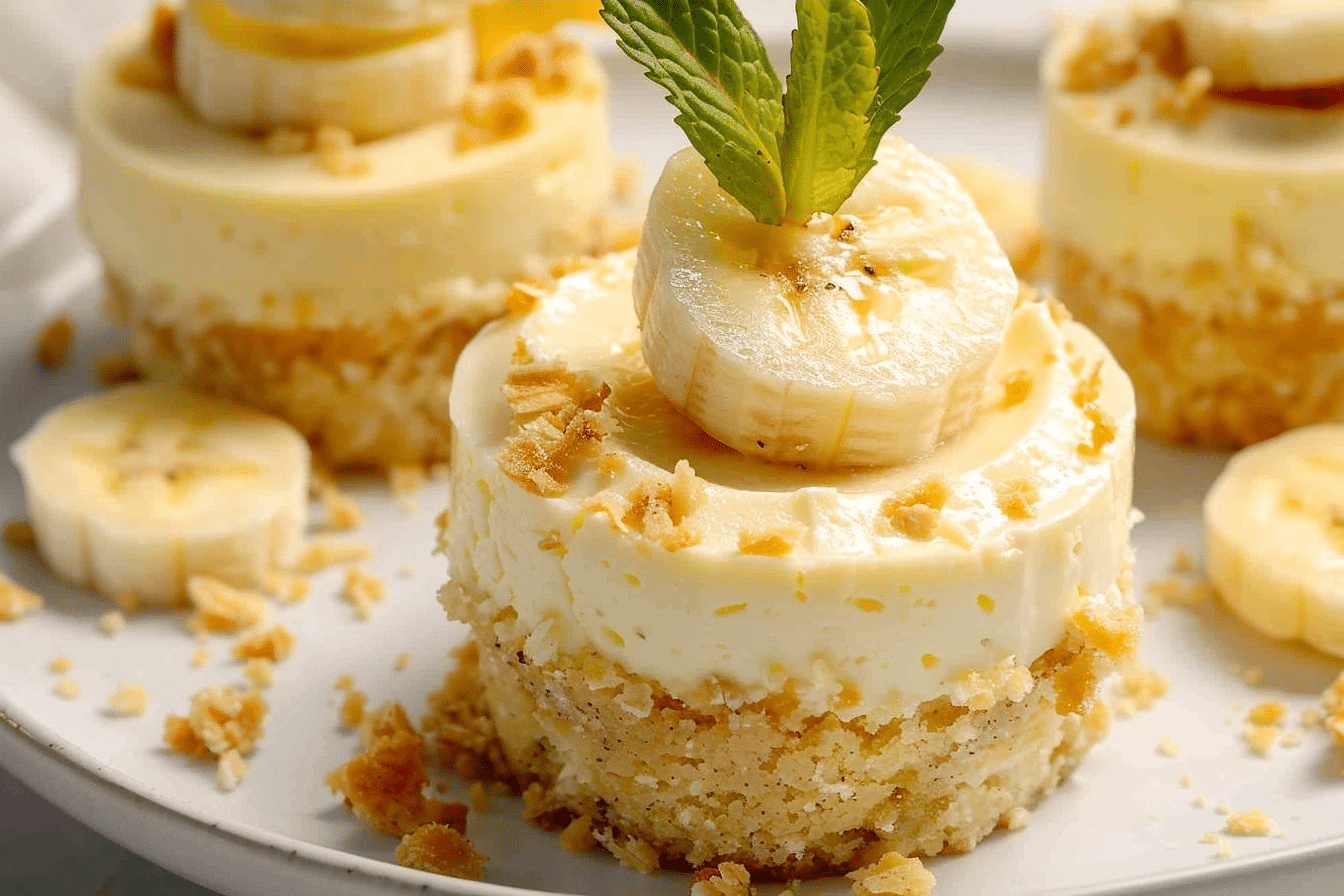 Mini Banana Cheesecakes: Walnut Oat Crust Cups Recipe