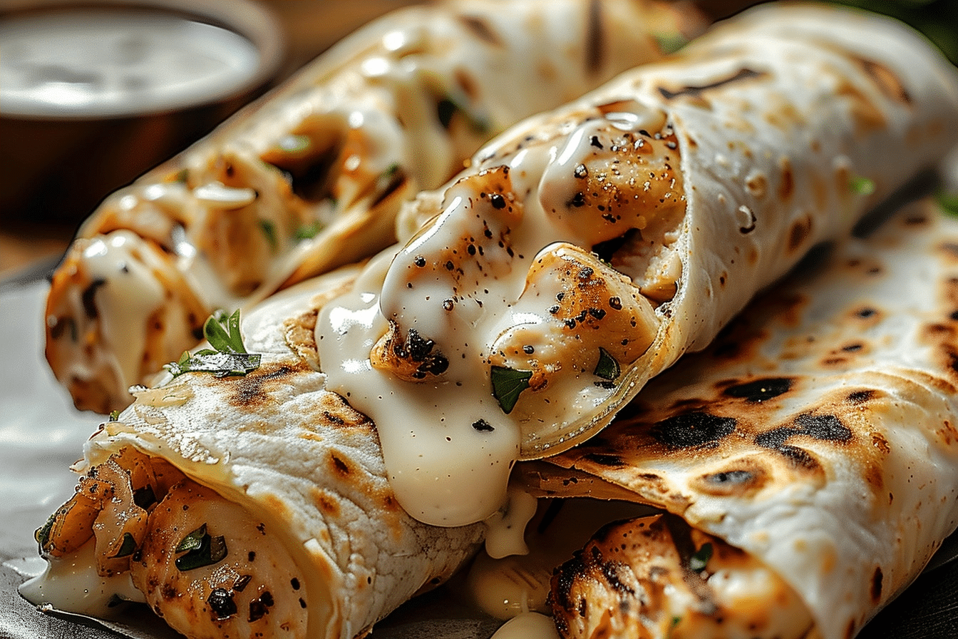 Ooey-Gooey Cheesy Garlic Chicken Wraps - Quick Dinner