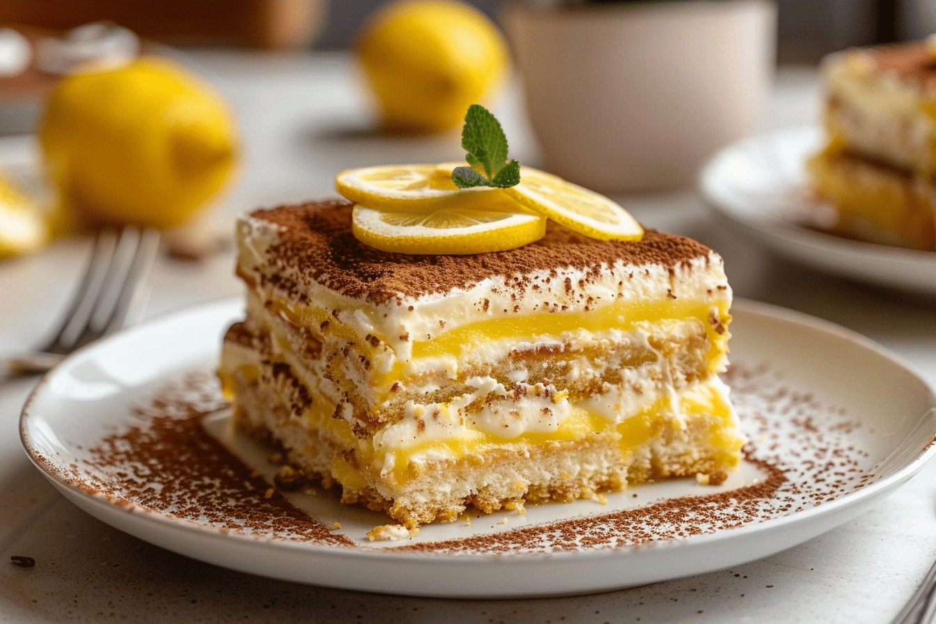 Italian Limoncello Tiramisu with Lemon Curd Layers