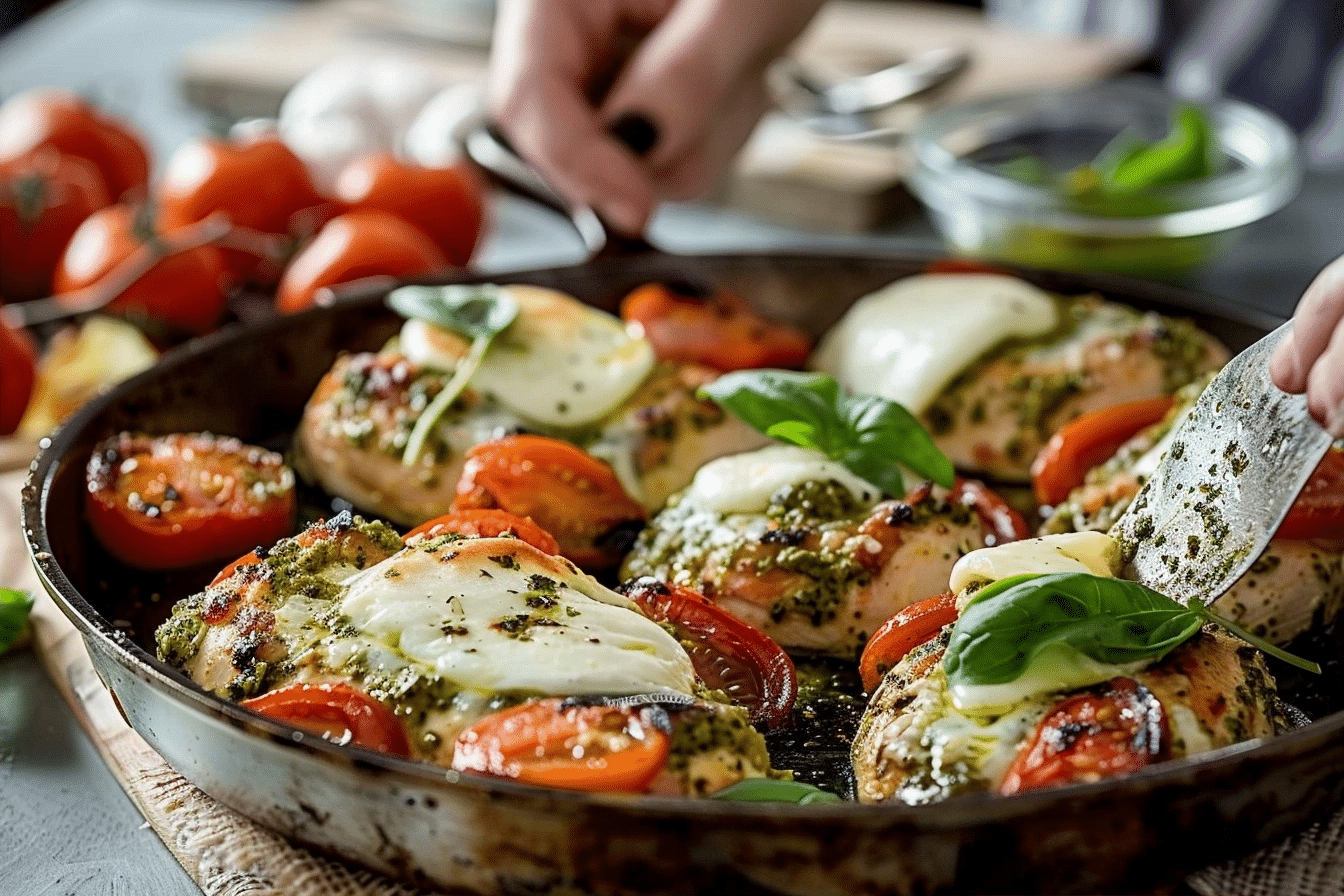 Make The EASIEST Baked Pesto Chicken with Mozzarella 2 image 1780078669625