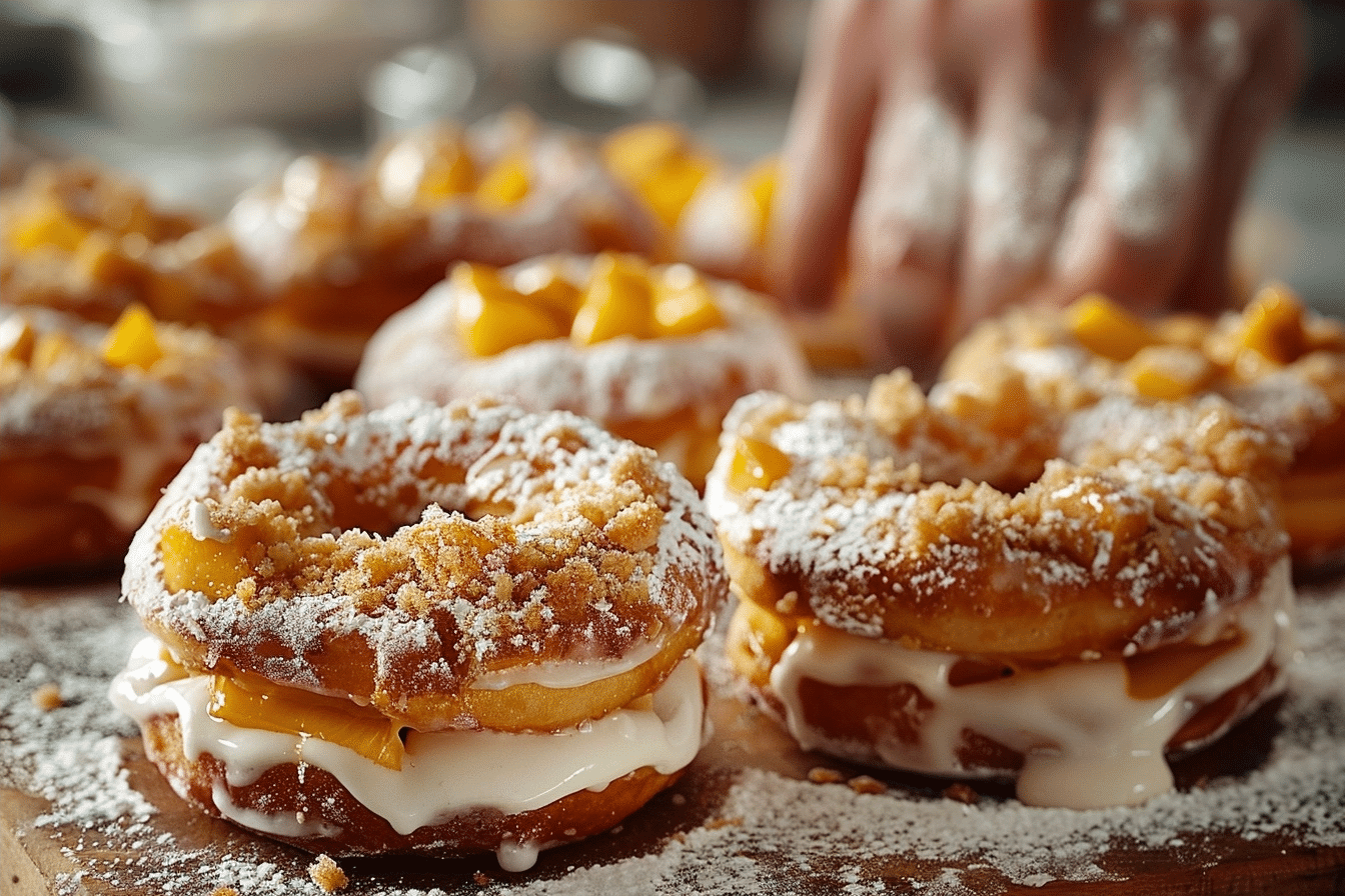 Classic Peach Cobbler Cheesecake Donuts for Summer Baking 2 image 1780147257296