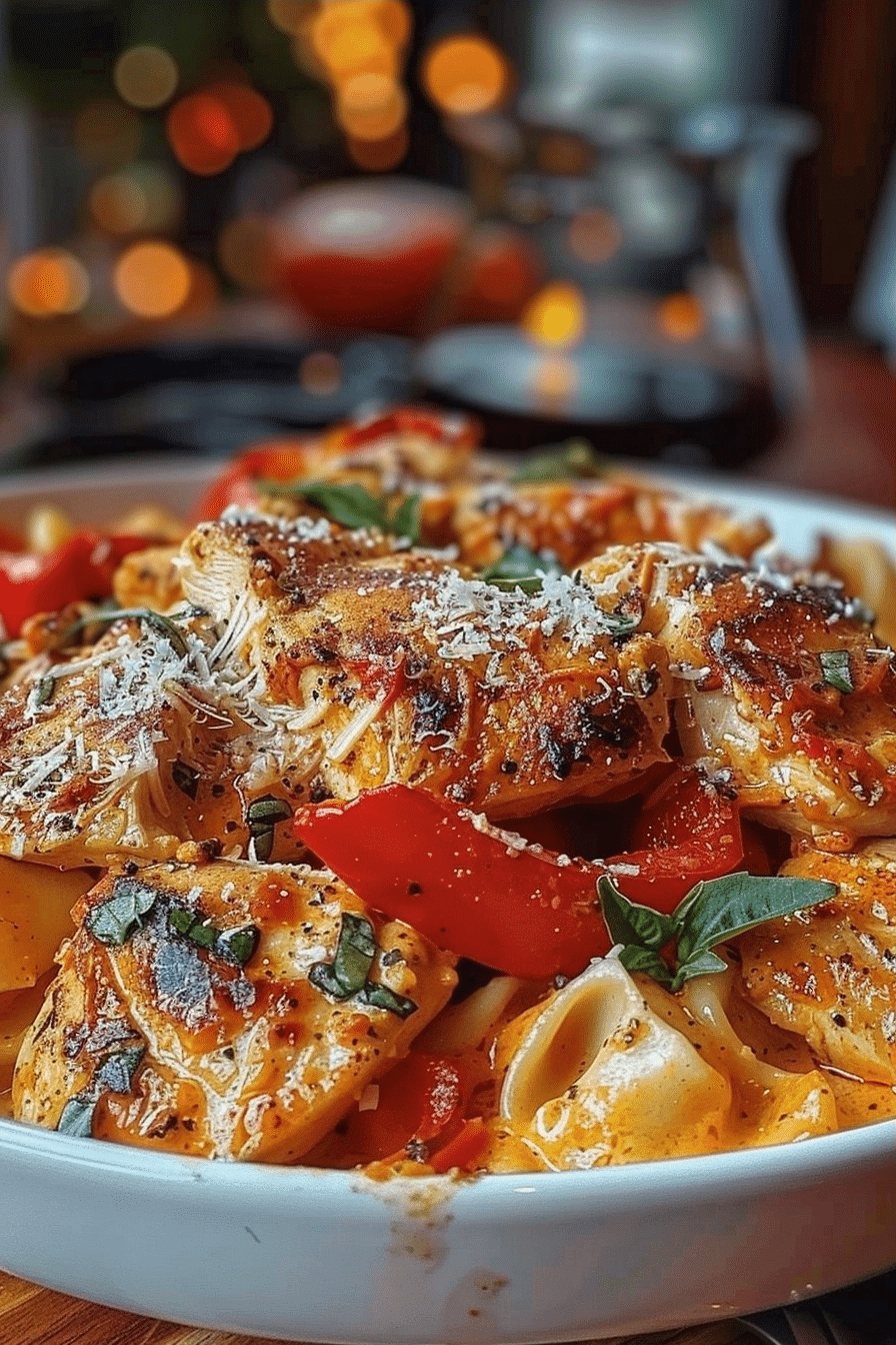Parmesan roasted red pepper Chicken Creamy Bowtie Pasta 2 image 1780164568473