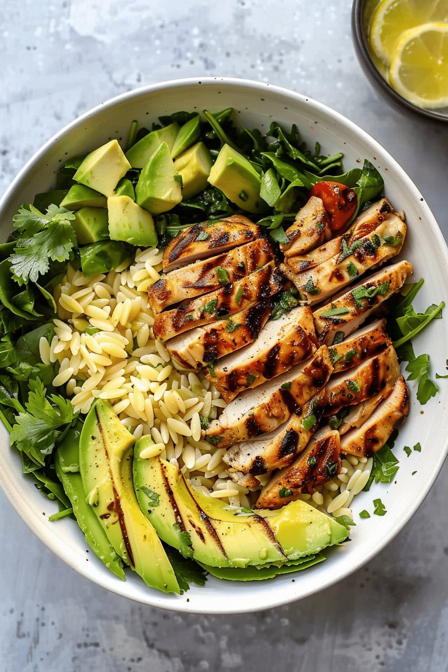 Grilled chiken orzo salad whit avocado and cilantro lime 2 image 1780234129600