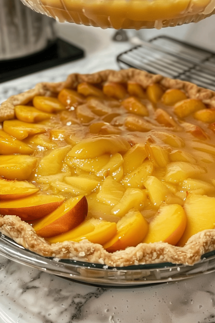 Homemade Peach Custard Pie Recipe and Streusel Topping 2 image 1780234171191