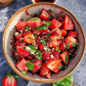 Strawberry Watermelon Salad with Honey Lime Vinaigrette 3 Strawberry Watermelon Salad with Honey Lime Vinaigrette