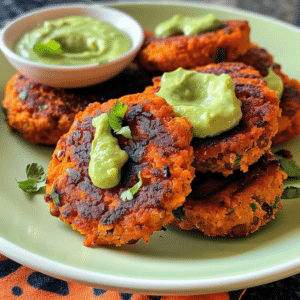 Vegan Sweet Potato Lentil Patties With Avocado Sauce 3 Vegan Sweet Potato Lentil Patties With Avocado Sauce