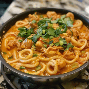 Thai-Inspired Coconut Red Curry Chicken Udon Noodle Skillet 3 Thai-Inspired Coconut Red Curry Chicken Udon Noodle Skillet