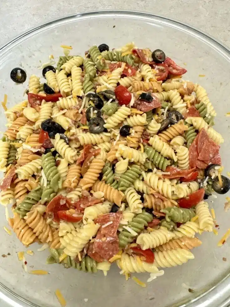 Olive Garden pasta salad featuring fresh ingredients and vibrant colors