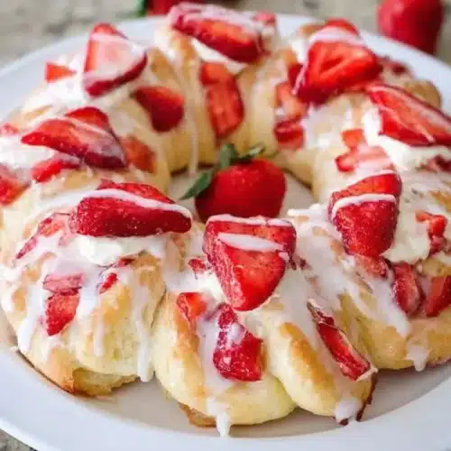Strawberry Lemon Crescent Ring 2 Strawberry Lemon Crescent Ring freshly baked and garnished