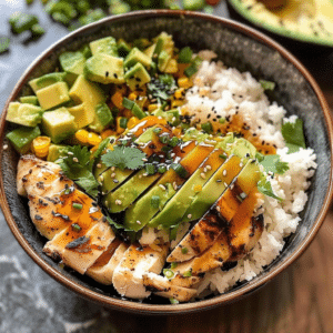 Best Chicken Avocado Rice Bowl with Chipotle-Lime Chicken