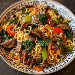 Beef Pan-Fried Noodles with Crispy Bok Choy and Savory Sauce 3 Beef Pan-Fried Noodles with Crispy Bok Choy and Savory Sauce