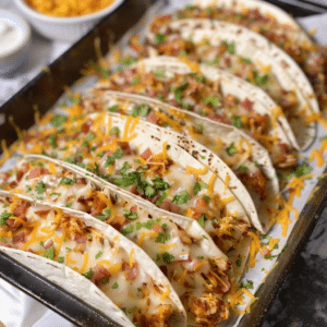 Cheesy Oven-Crispy Chicken Bacon Ranch Tacos - Easy Baked 3 Cheesy Oven-Crispy Chicken Bacon Ranch Tacos - Easy Baked